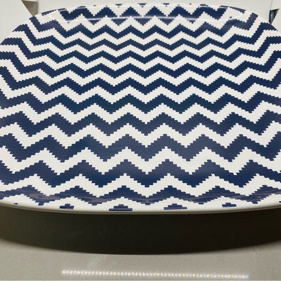 NWT Jonathan Adler Happy Chic Elizabeth Blue Chevron Serving Platter  15"x15" - Picture 6 of 8
